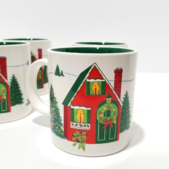 Vtg Himark Saltera Seasons Greetings Coffee Mugs Set of 4 Japan 1985 Collectible - Picture 4 of 10